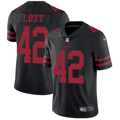 Nike 49ers #42 Ronnie Lott Black Alternate Youth Stitched NFL Vapor Untouchable Limited Jersey - Click Image to Close